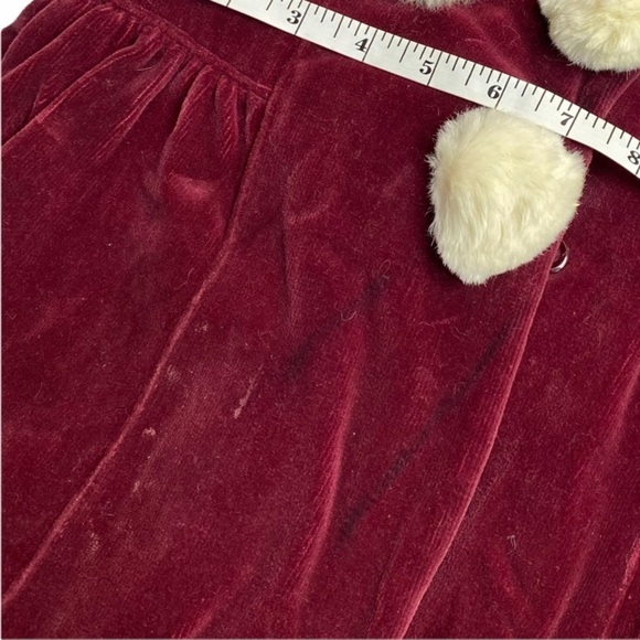 Vintage Child/toddler Cranberry Velvet Rabbit Fur? Trim Fancy Coat 50/60s - Picture 7 of 8